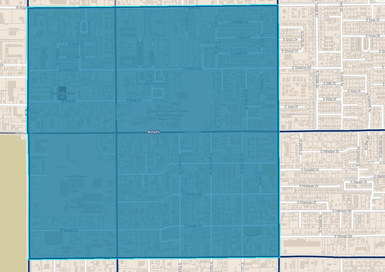 Map of Amphi Neighborhood boudaries.