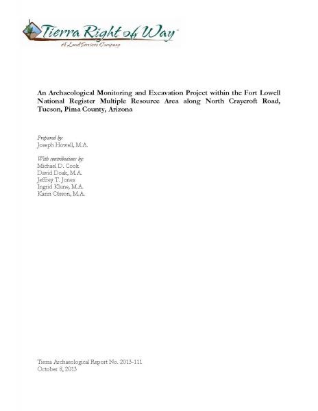 Archaeology of Downtown Fort Lowell and Court Street Cemetery City of