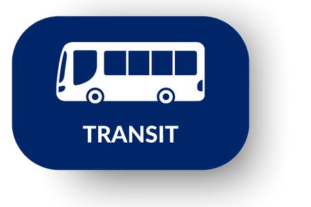 Blue button with icon of a bus that says transit