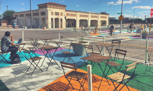 Inviting public spaces for people to walk, bike, and interact