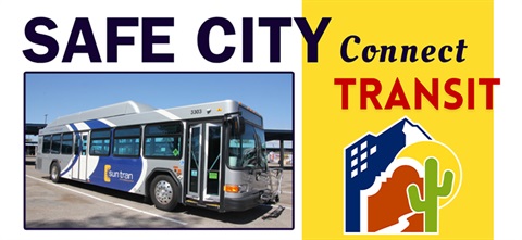 Picture of bus with Safe City Connect logo