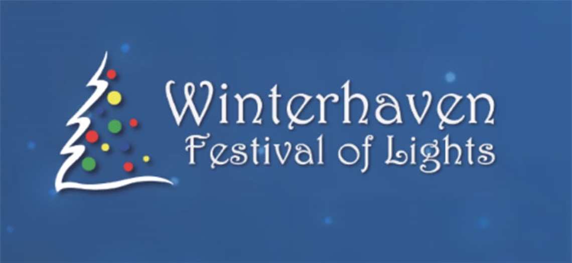 Winterhaven Festival of Lights logo on blue background