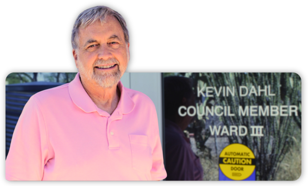Photo of Kevin Dahl standing in front of his office.